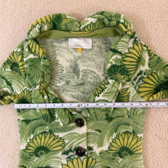 Leifsdottir Anthropologie Green Wool/Mohair Blend Knit Cardigan - Picture 4 of 11